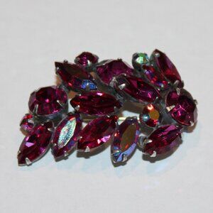 vintage signed Regency fuschia leaf brooch pin silver tone Gorgeous!